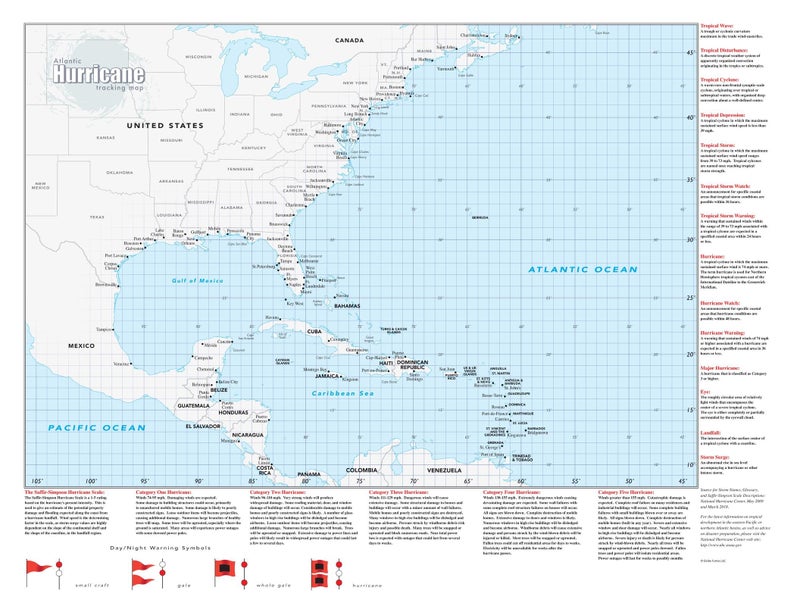 Globe Turner Hurricane Tracking Wall Map - 33" x 44" Laminated - Image 1